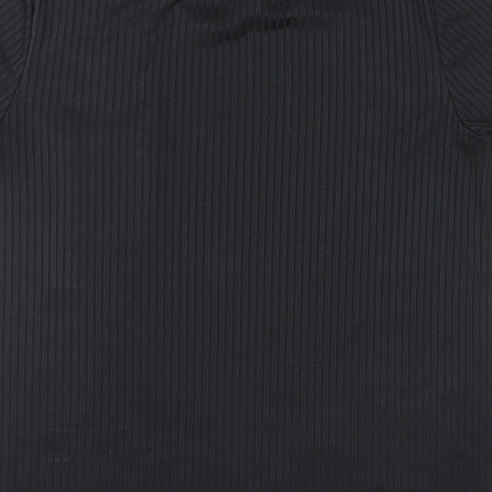 Zara Womens Black Polyester Basic T-Shirt Size L Round Neck