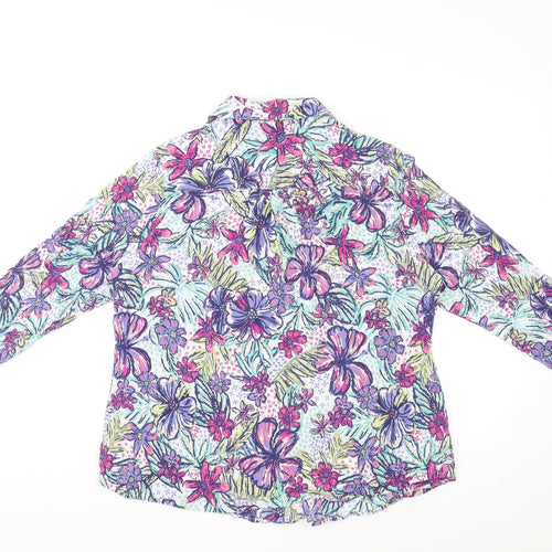 EWM Womens Multicoloured Floral Cotton Basic Button-Up Size 20 V-Neck
