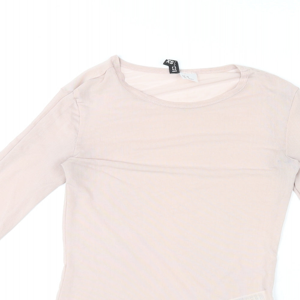 Divided by H&M Womens Pink Polyester Basic T-Shirt Size XS Round Neck