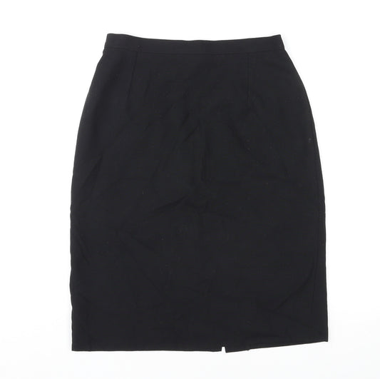 St Michael Womens Black Polyester Straight & Pencil Skirt Size 12 Zip
