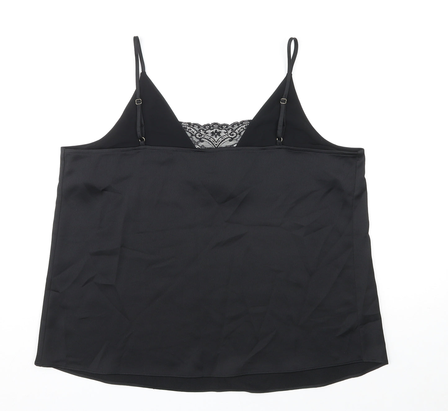 River Island Womens Black Polyester Camisole Tank Size 16 V-Neck - Lace Details