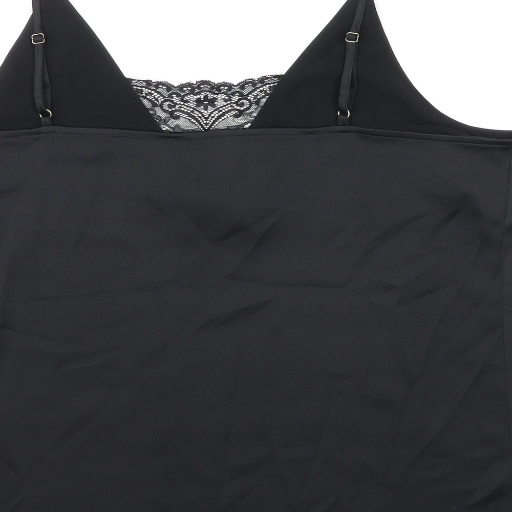 River Island Womens Black Polyester Camisole Tank Size 16 V-Neck - Lace Details