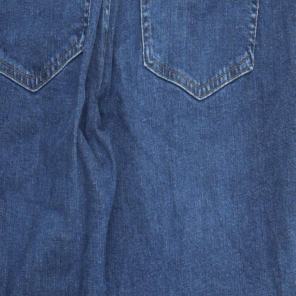 Marks and Spencer Womens Blue Cotton Mom Jeans Size 16 L24 in Regular Zip