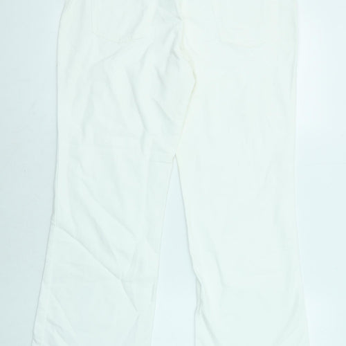 Per Una Womens White Cotton Bootcut Jeans Size 14 L28 in Regular Zip