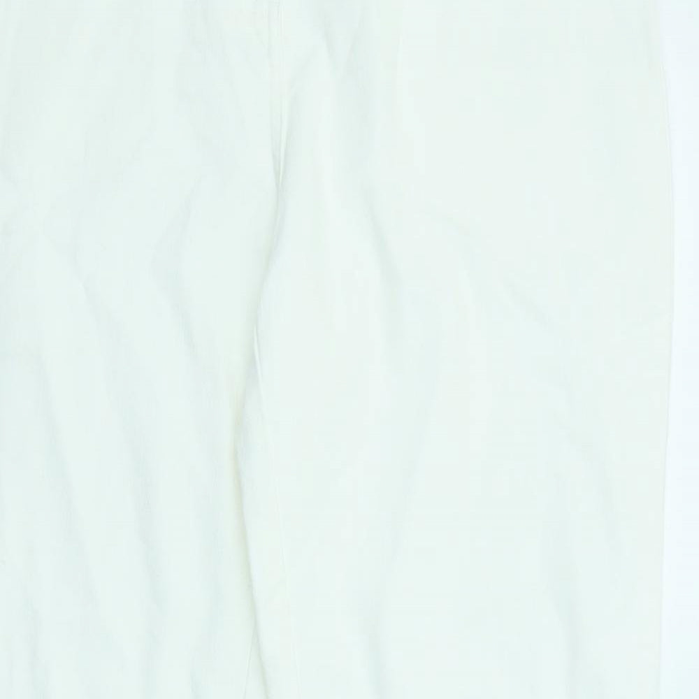Per Una Womens White Cotton Bootcut Jeans Size 14 L28 in Regular Zip