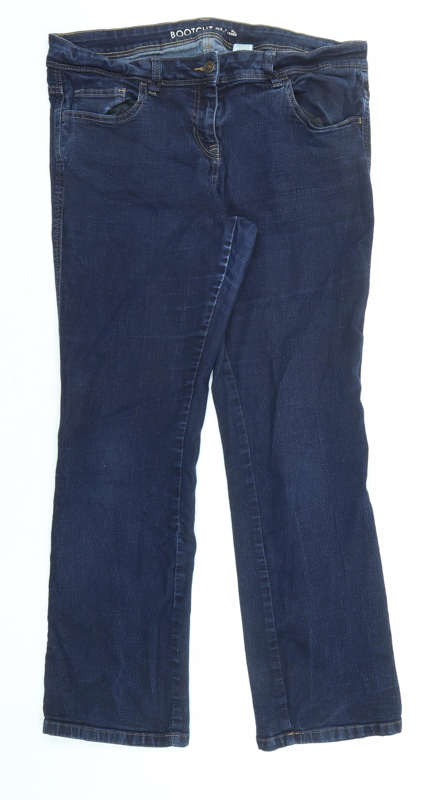Marks and Spencer Womens Blue Cotton Bootcut Jeans Size 16 L27 in Regular Zip