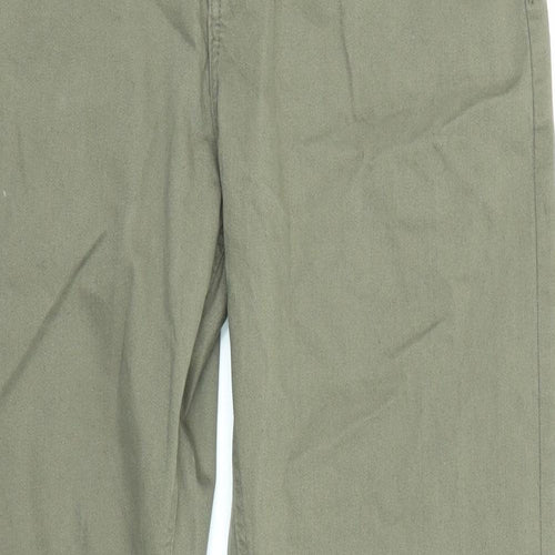 Marks and Spencer Mens Green Cotton Straight Jeans Size 34 in L31 in Regular Zip
