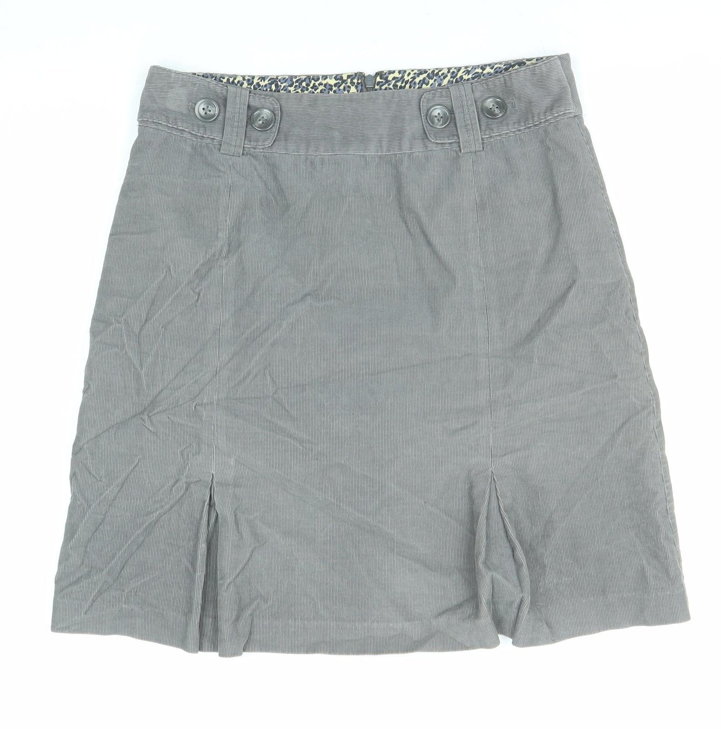 Laura Ashley Womens Grey Cotton A-Line Skirt Size 12 Zip