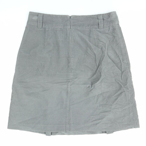 Laura Ashley Womens Grey Cotton A-Line Skirt Size 12 Zip