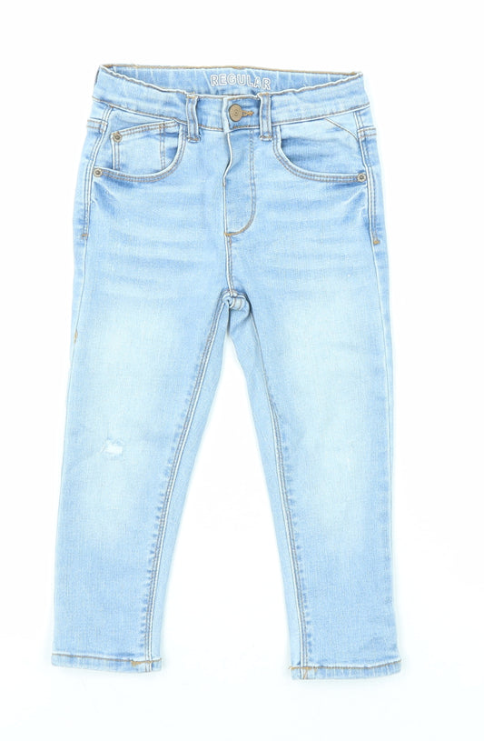 Zara Girls Blue Cotton Skinny Jeans Size 2-3 Years Regular Zip