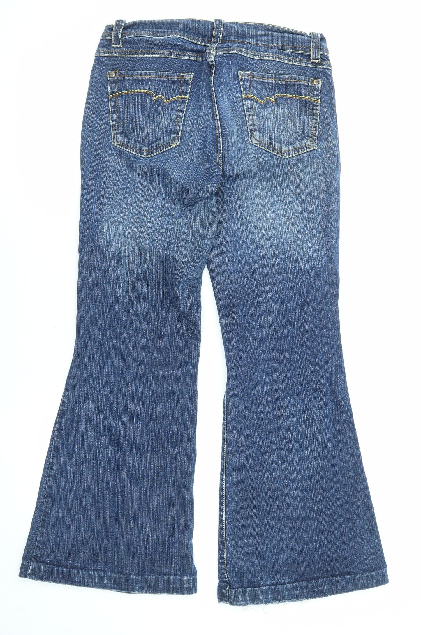 NEXT Womens Blue Cotton Bootcut Jeans Size 12 L28 in Regular Zip