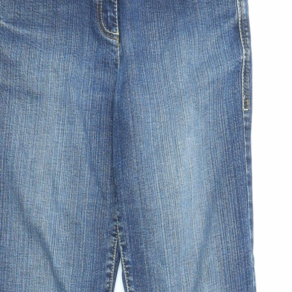 NEXT Womens Blue Cotton Bootcut Jeans Size 12 L28 in Regular Zip