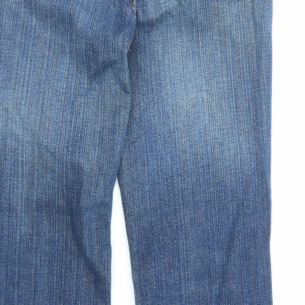 NEXT Womens Blue Cotton Bootcut Jeans Size 12 L28 in Regular Zip