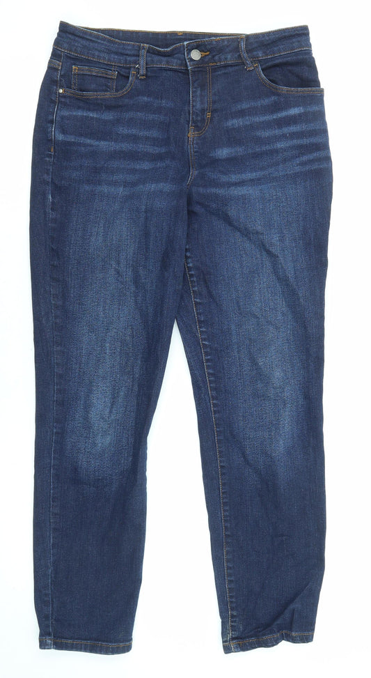 TU Womens Blue Cotton Straight Jeans Size 12 L27 in Regular Zip