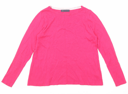 Marks and Spencer Womens Pink Boat Neck Cotton Pullover Jumper Size 10