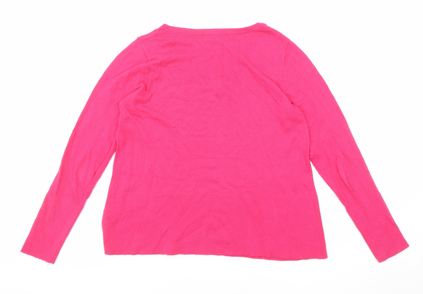 Marks and Spencer Womens Pink Boat Neck Cotton Pullover Jumper Size 10