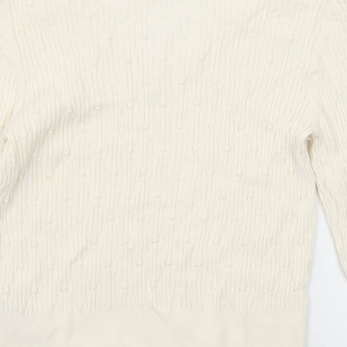 Marks and Spencer Womens Ivory V-Neck Viscose Pullover Jumper Size 14