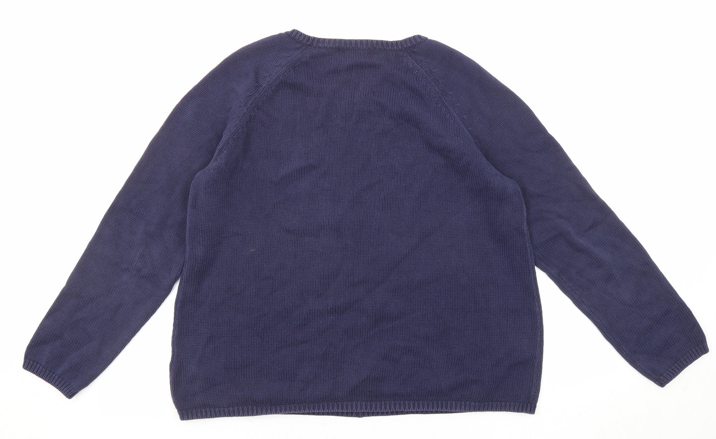 Marks and Spencer Womens Blue Round Neck Cotton Pullover Jumper Size 16