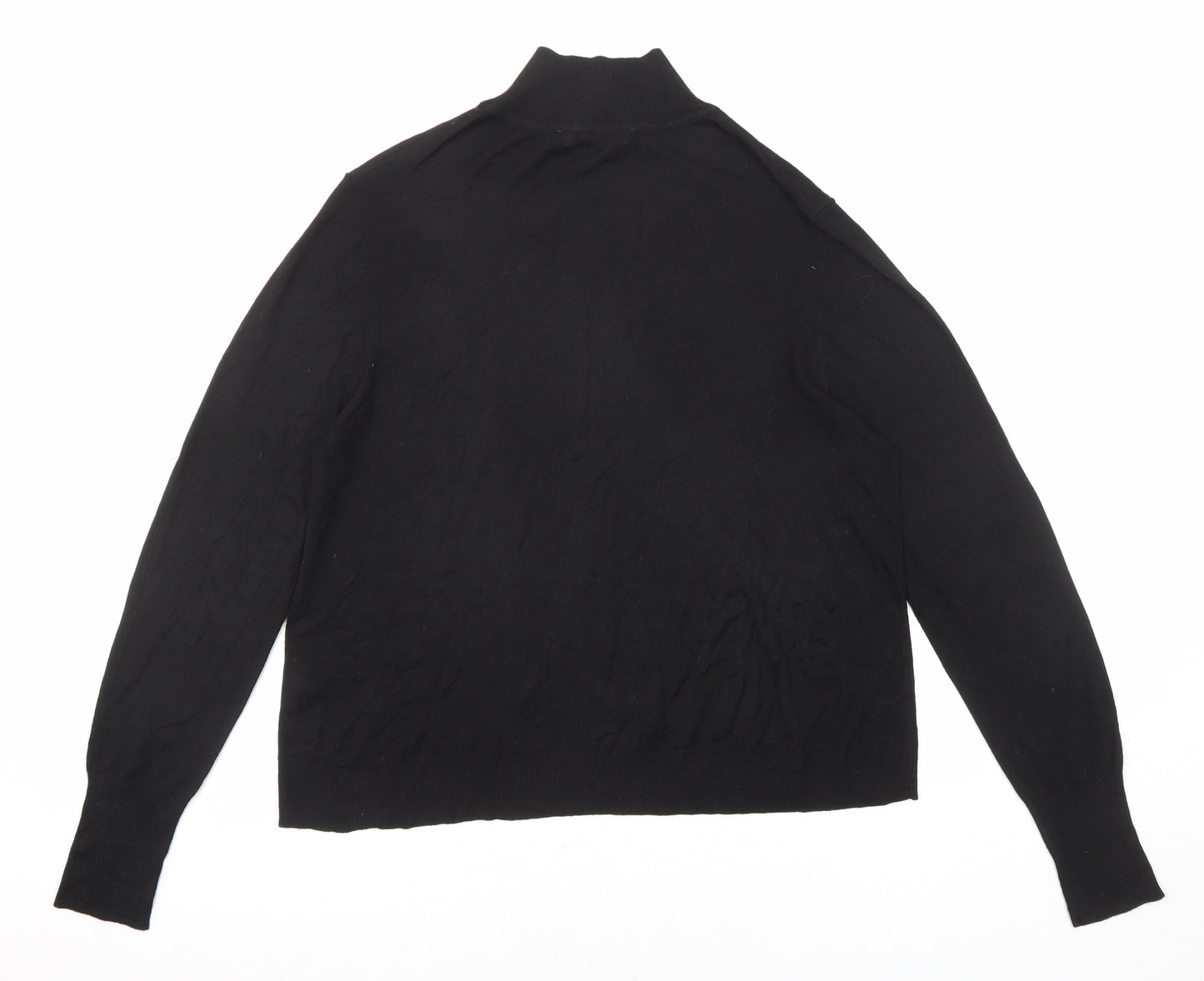 Zara Womens Black Mock Neck Viscose Pullover Jumper Size XL