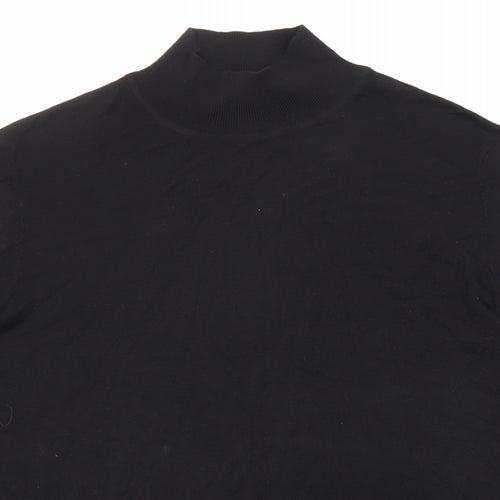 Zara Womens Black Mock Neck Viscose Pullover Jumper Size XL