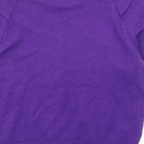 Fransa Womens Purple Round Neck Polyamide Cardigan Jumper Size M