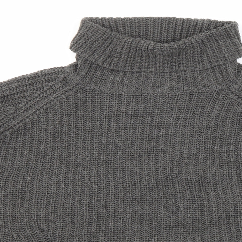 Jacqueline De Yong Womens Grey Roll Neck Acrylic Pullover Jumper Size M
