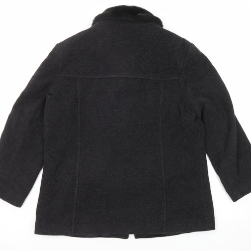 Bonmarché Womens Black Jacket Size 18 Zip - Faux Fur Collar