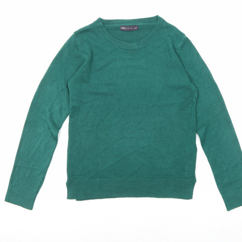 Marks and Spencer Womens Green Crew Neck Acrylic Pullover Jumper Size 6