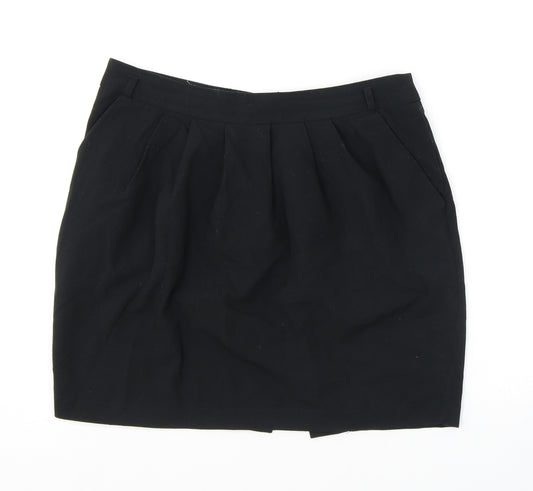 IA Moda Womens Black Polyester A-Line Skirt Size 14 Zip