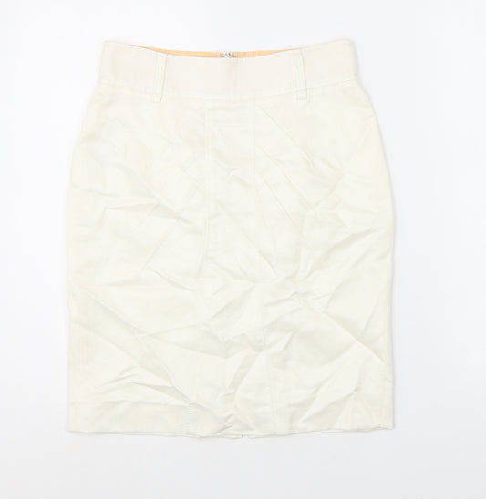 Jesire Womens White Linen Straight & Pencil Skirt Size 4 Zip