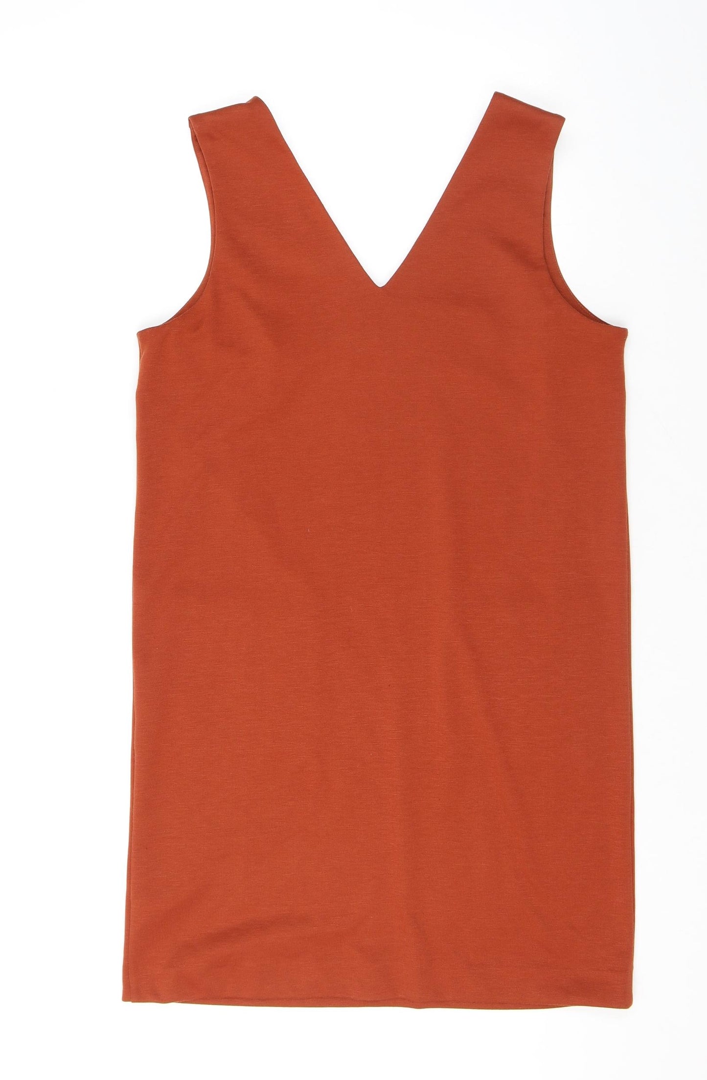 M&Co Womens Orange Polyester Tank Dress Size 12 V-Neck Pullover