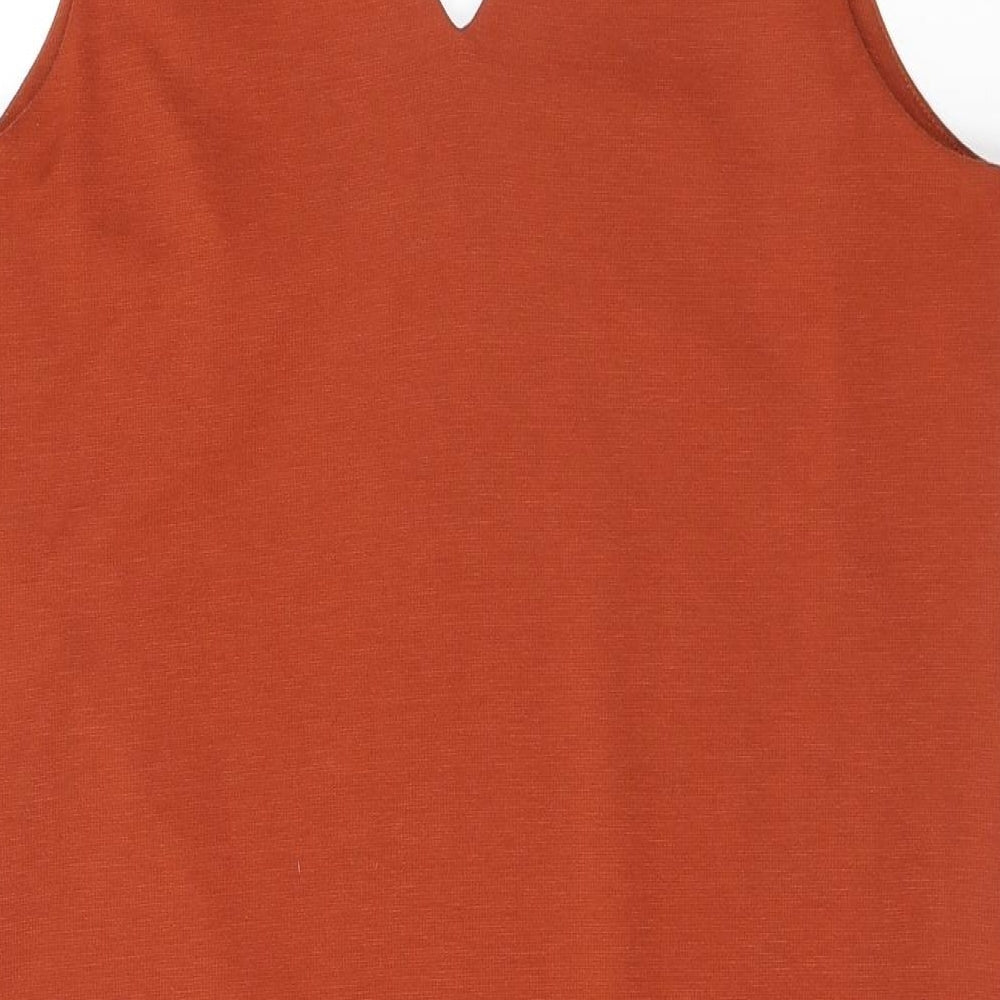 M&Co Womens Orange Polyester Tank Dress Size 12 V-Neck Pullover