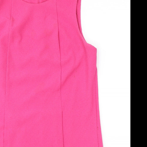 New Look Womens Pink Polyester Tank Dress Size 16 Round Neck Pullover