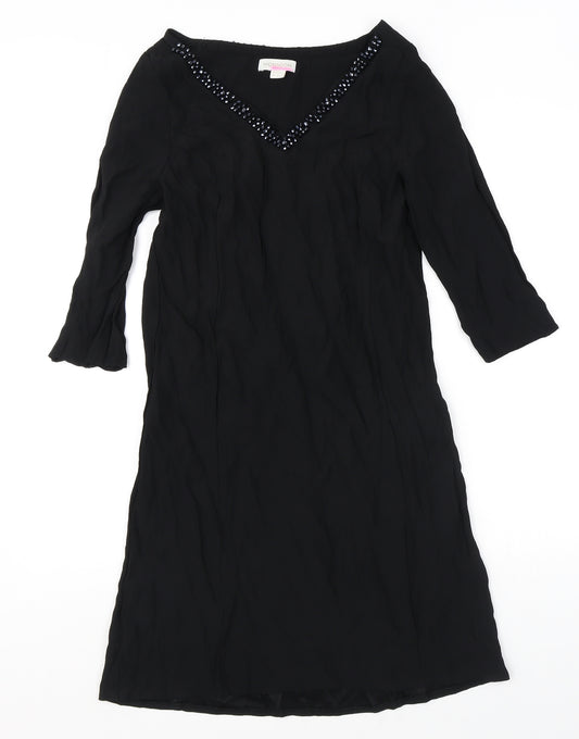 Monsoon Womens Black Viscose A-Line Size 10 V-Neck Pullover