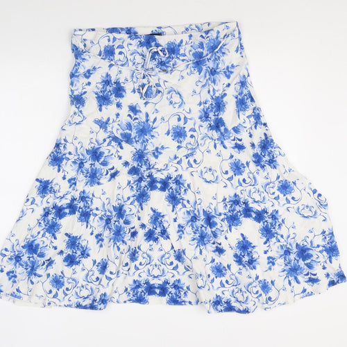 M&Co Womens Blue Floral Viscose Swing Skirt Size 14