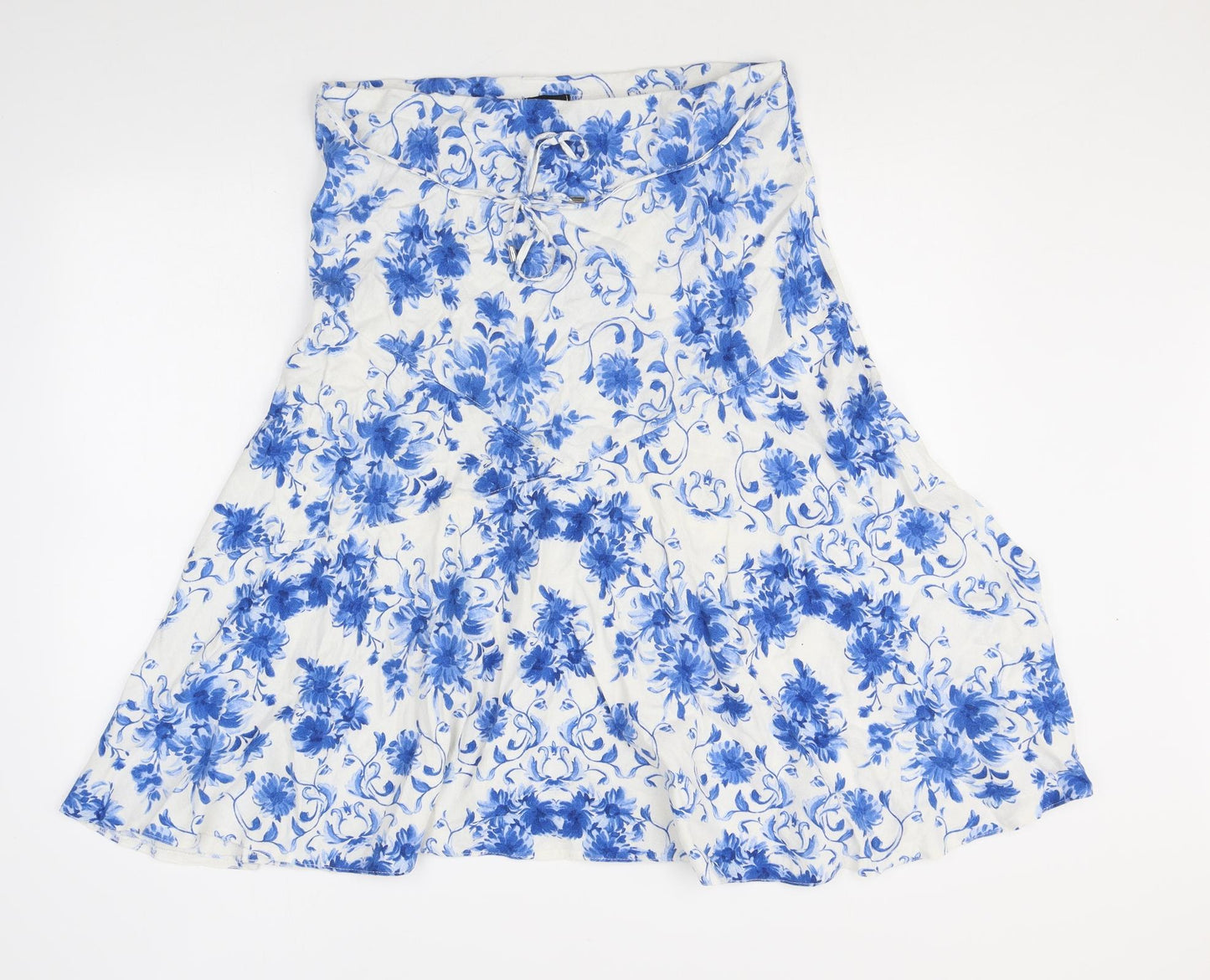 M&Co Womens Blue Floral Viscose Swing Skirt Size 14