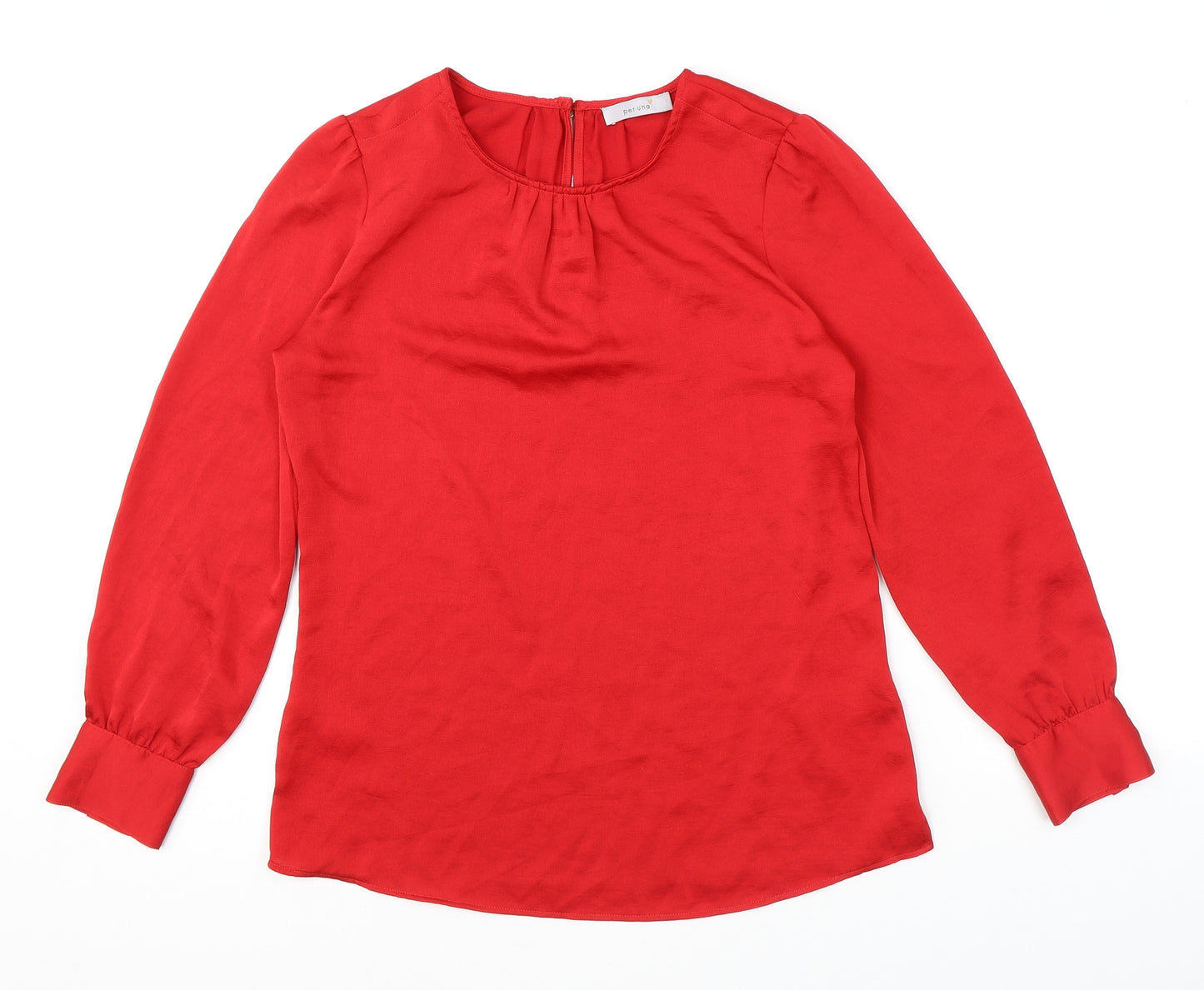 Per Una Womens Red Polyester Basic Blouse Size 10 Round Neck