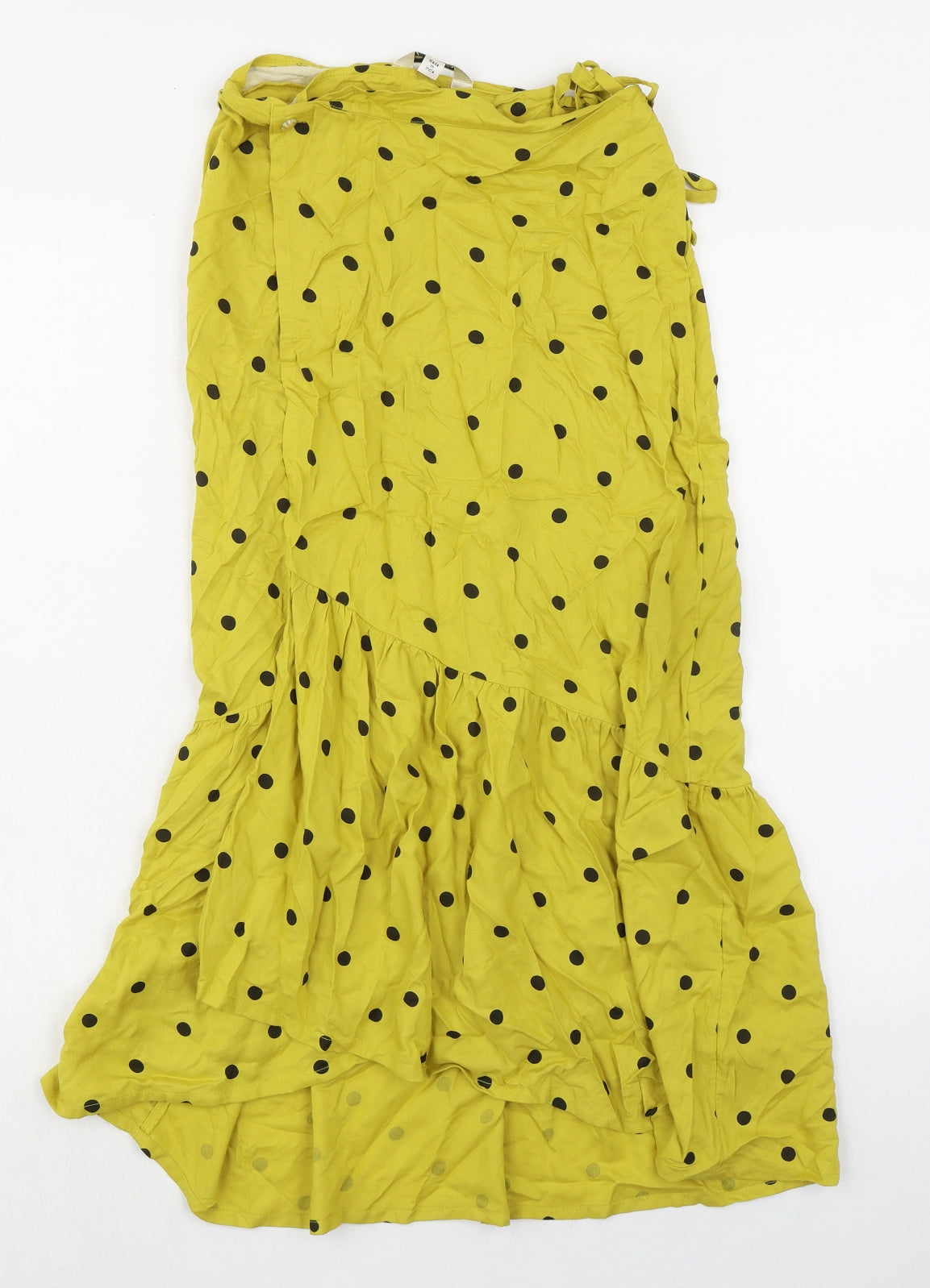 Miss Selfridge Womens Green Polka Dot Viscose Wrap Skirt Size 4 Tie