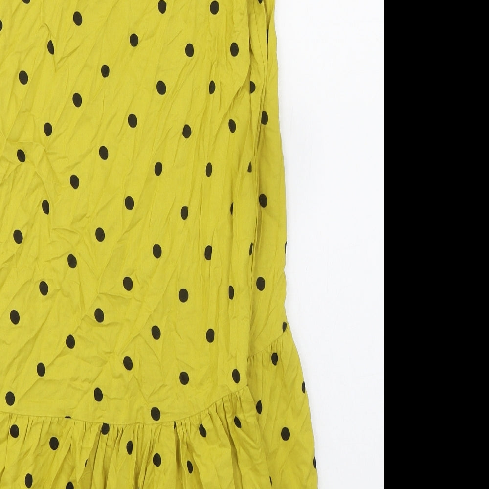 Miss Selfridge Womens Green Polka Dot Viscose Wrap Skirt Size 4 Tie