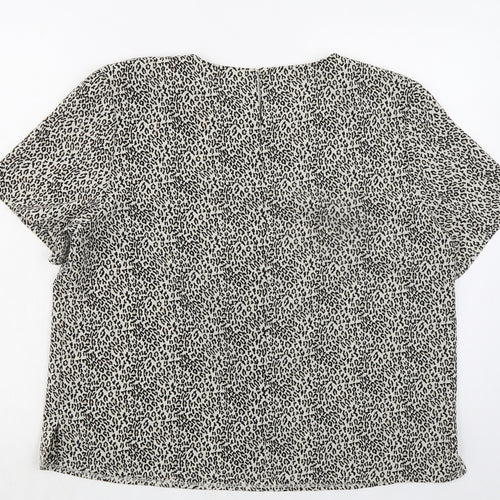 Debenhams Womens Beige Animal Print Polyester Basic T-Shirt Size 16 Round Neck - Leopard Print
