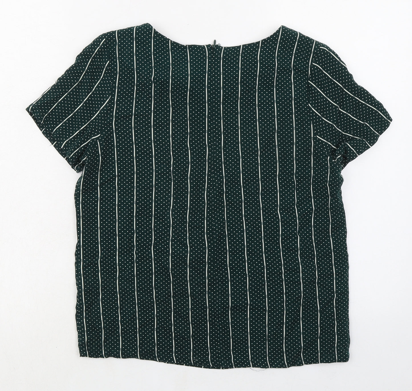 Moves Womens Green Striped Viscose Basic Blouse Size 6 Boat Neck