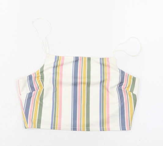 New Look Womens Multicoloured Striped Polyester Camisole Tank Size 14 Square Neck - Cropped