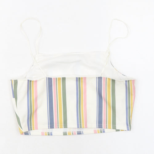 New Look Womens Multicoloured Striped Polyester Camisole Tank Size 14 Square Neck - Cropped