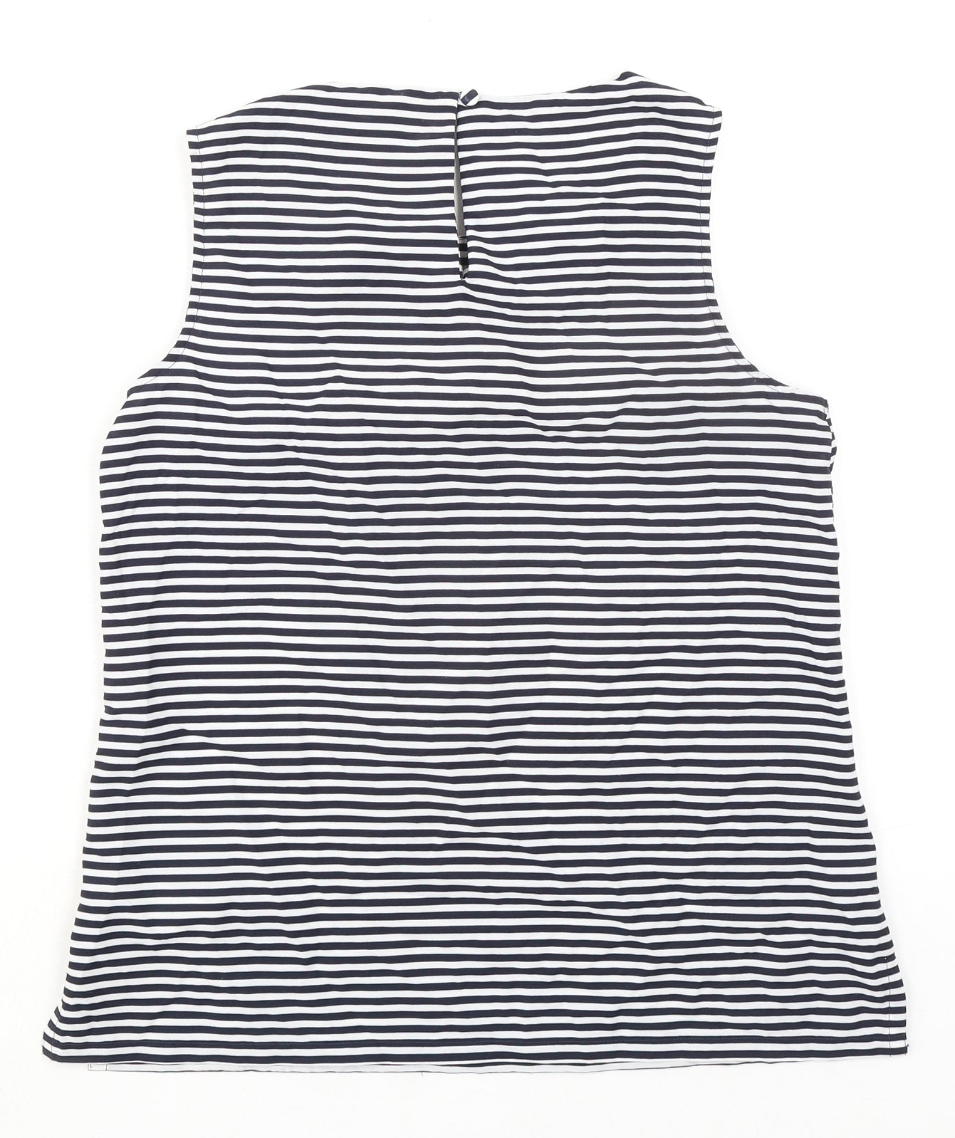 Dorothy Perkins Womens Blue Striped Polyester Basic Tank Size 8 Round Neck