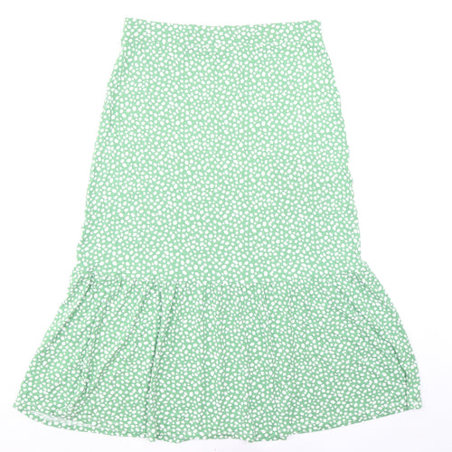 Marks and Spencer Womens Green Geometric Viscose Peasant Skirt Size 12