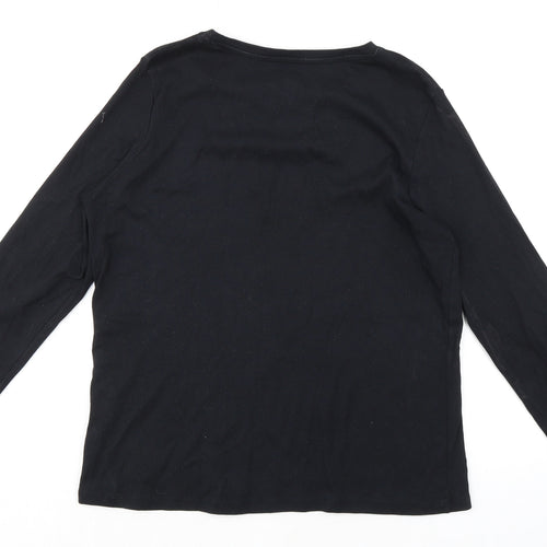 Marks and Spencer Womens Black 100% Cotton Basic T-Shirt Size 18 Crew Neck