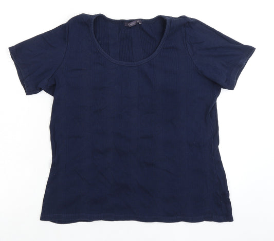 Marks and Spencer Womens Blue 100% Cotton Basic T-Shirt Size 18 Round Neck