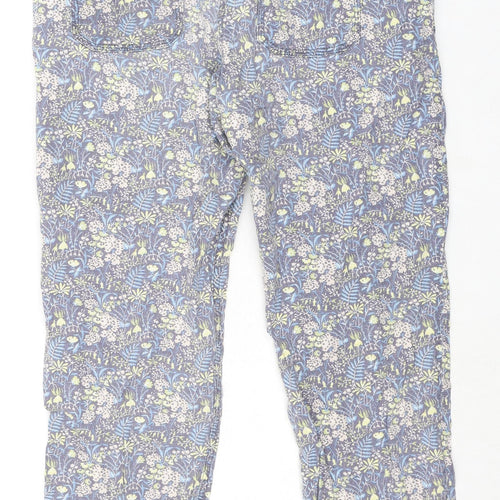 NEXT Womens Multicoloured Floral Linen Trousers Size 14 L28 in Regular Zip