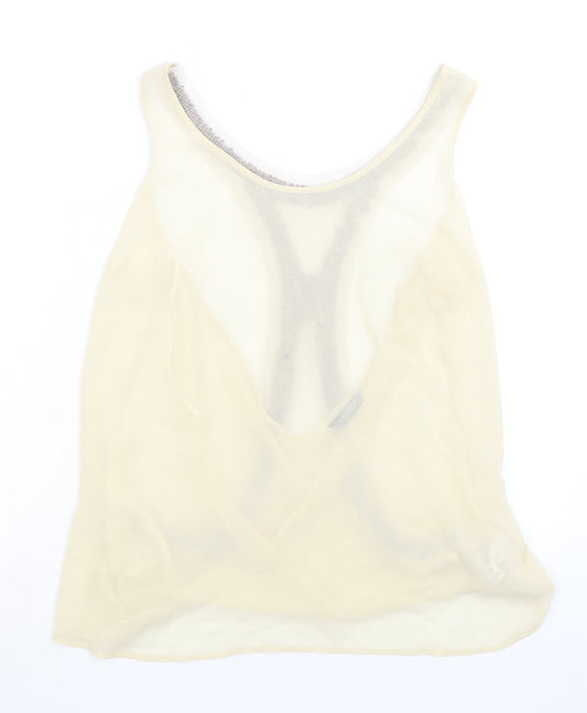 Limited Collection Womens Ivory Polyester Basic Tank Size 16 Round Neck