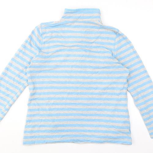 DASH Womens Blue Striped Cotton Pullover Sweatshirt Size 16 Button